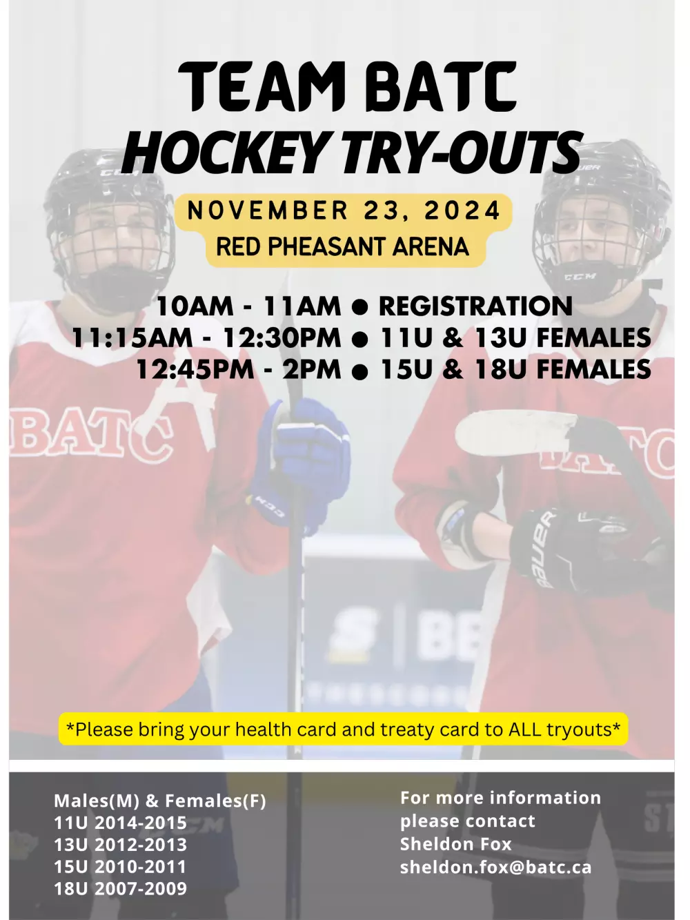 Team BATC Female Hockey Tryouts