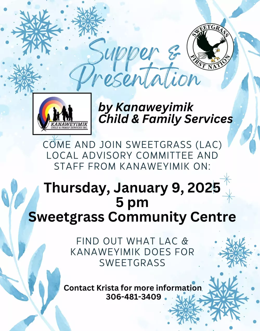 Sweetgrass Supper & Presentation by Kanaweyimik Child & Family Services