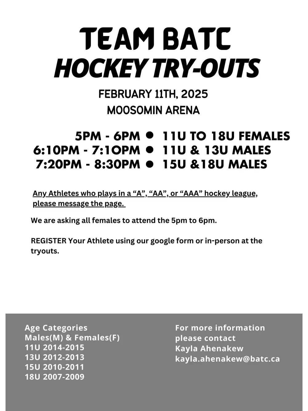 BATC Hockey Tryouts