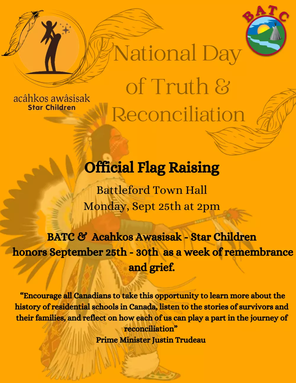 Battleford Flag Raising - National Day for Truth & Reconciliation