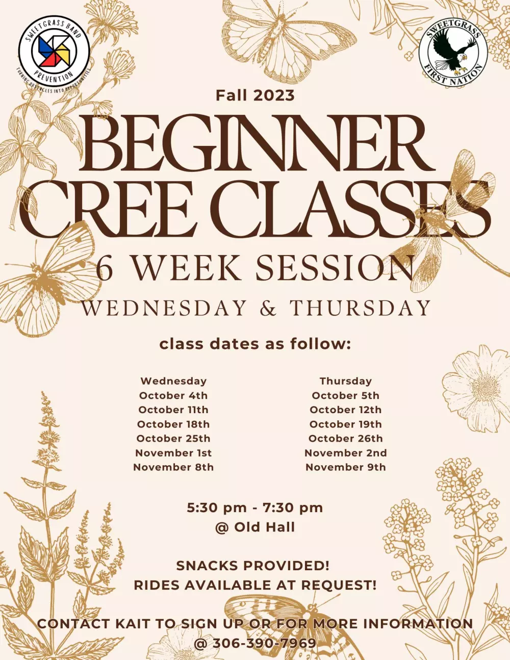 Sweetgrass Beginner Cree Classes