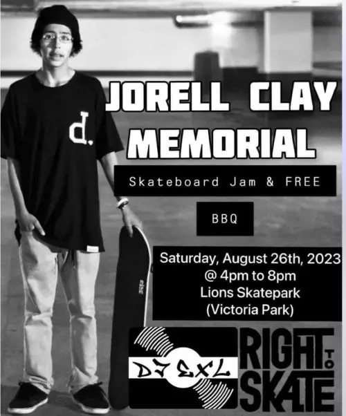 Jorell Clay Memorial Skateboard Jam & Free BBQ