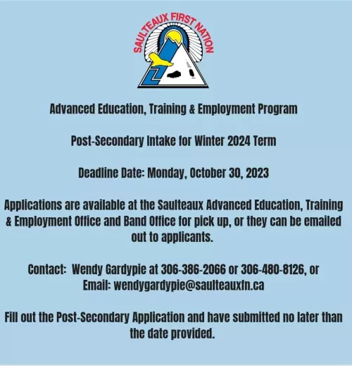 Saulteaux Post Sec. Intake Winter 2024 Term